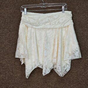 Windsor Sweetest Vibe Hanky Hem Lace Mini Skort Cream Sz XL NWT